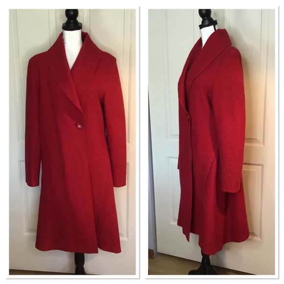 J.Jill Red Boiled Wool Swing Coat Sz L Tall J.Jill Red Boiled Wool Swing Coat Sz L Tall